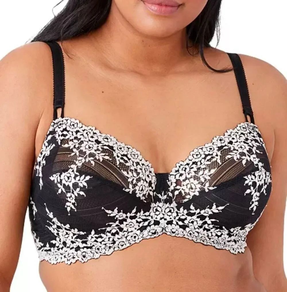 Wacoal Embrace Lace Underwire Bra 34DD Black White Lace